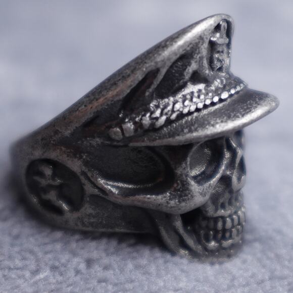 Stainless Steel Skull Sailor Ring Size 9 Gun Metal RSRN-653 - Picture 2 of 5